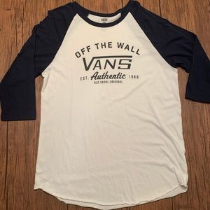 VANS Skateboard T-Shirt Baseball 3/4 Sleeve Style